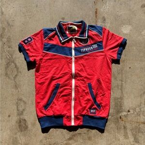 Vintage 90s Typhoon Short Sleeve Full Zip Jacket XL Embroidered Rugby Polo Red